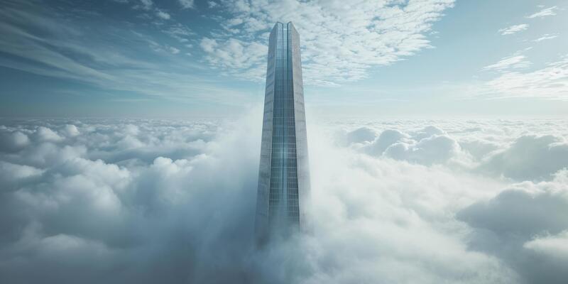 skyscraper-reaching-into-the-sky-and-breaking-clouds-photo